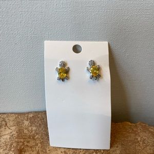 New Crystal Yellow Citrine “A Splash of Fun” Turtle Stud Earrings